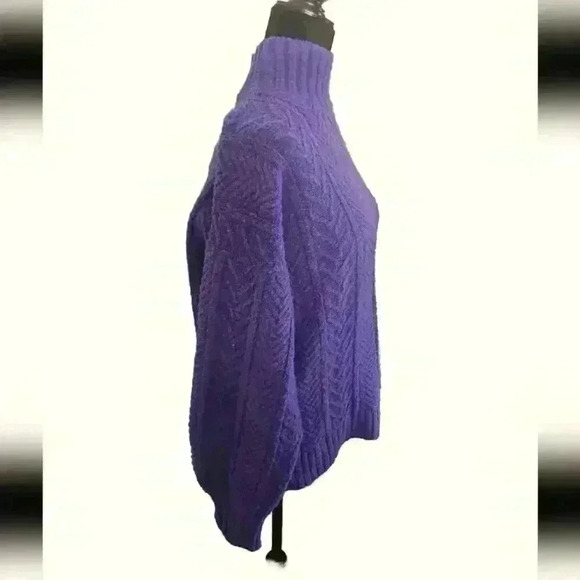 St. John Sportswear Womens Purple Wool Chunky Knit Turtleneck Sweater S - Picture 2 of 11